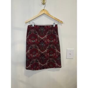 Talbots Paisley Skirt Petite 6 Boho Button Front Mini Skirt Fall Outfit Chic